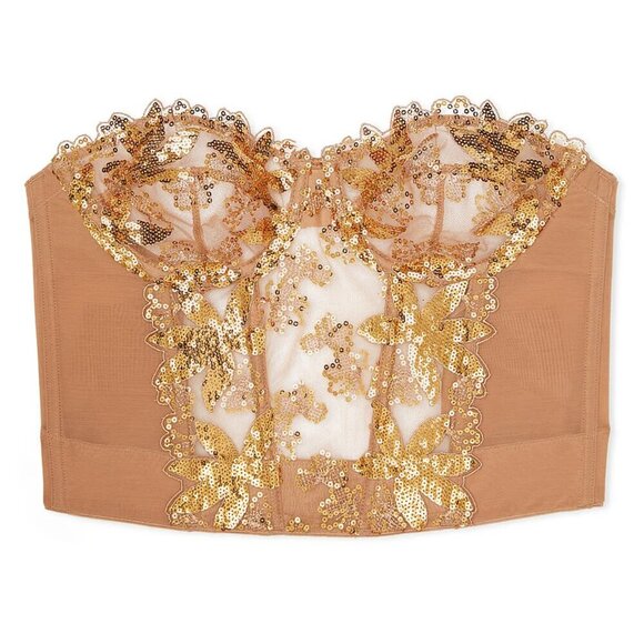 New! Victoria's Secret Sequin Ziggy Glam Floral Corset Bra 20020 - Picture 1 of 8
